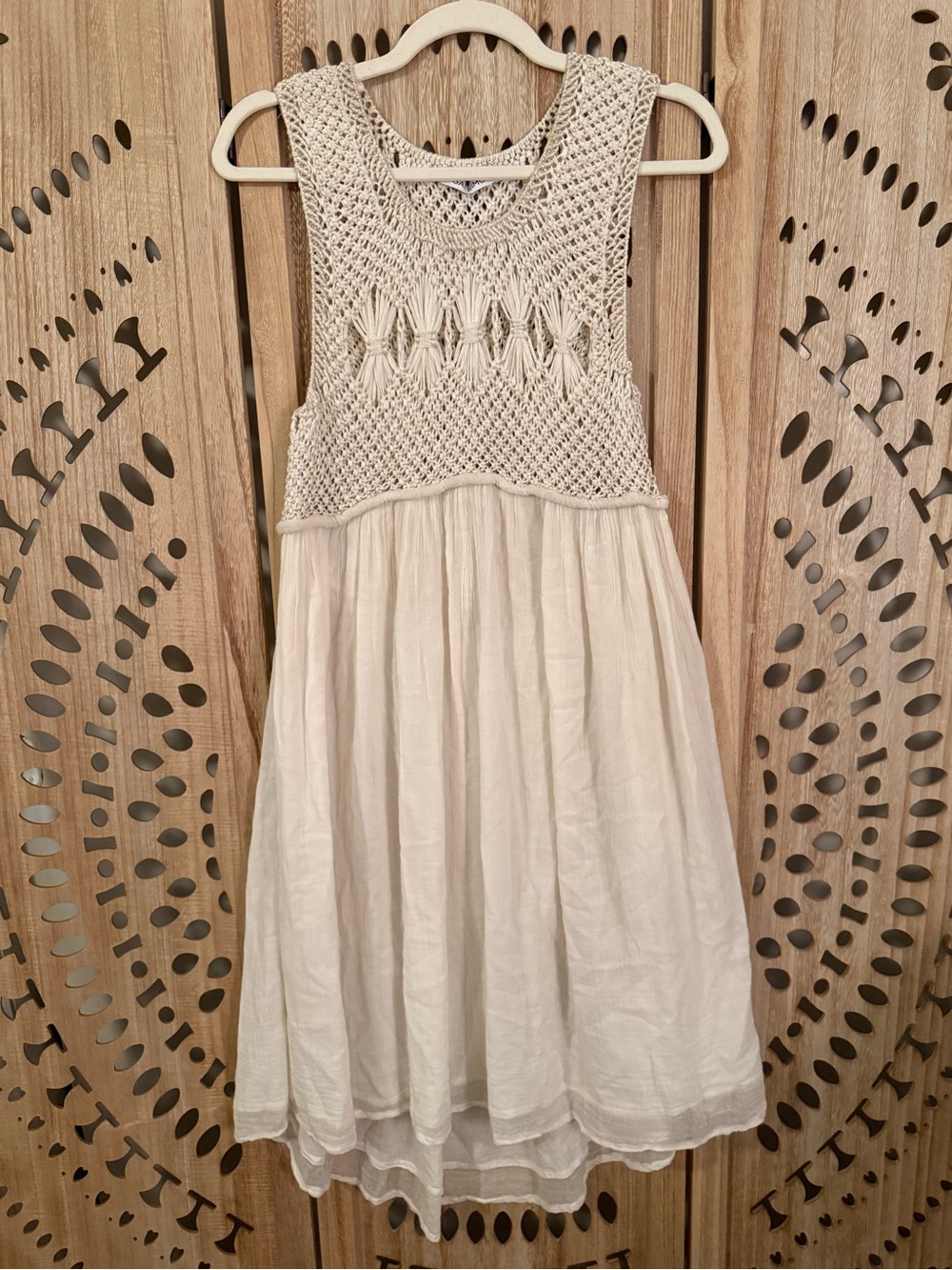 Gat Rimon Viscose Crochet Rope Cotton Bottom Overlay Dress